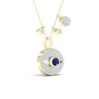 Imperijalni dragulj 14K žuto zlato pozlaćeno srebro stvoreno plavi safir i stvorio bijelu ogrlicu za oči safira