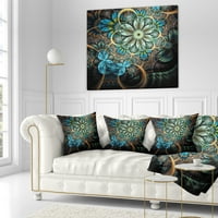 Dizajn, osvijetljeno plavo fraktalno plavo cvjetovi - jastuk za cvjetni bacanje - 18x18