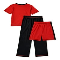 Super Mario Bros Boys vrh kratkih rukava, hlače i kratke hlače, 3-komad set pidžame, veličine 4-12