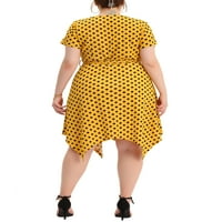 Jedinstvene ponude ženske plus veličine polka točkice asimetrična haljina košulja