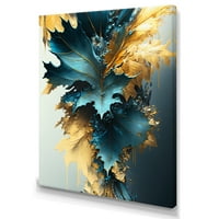 Dizajnerska umjetnost apstraktno plavo i zlatno lišće & platno zidna umjetnost