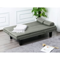 Sklopivi kauč na rasklapanje s futon ležaljkom, naslon za ruke s jastukom, siva