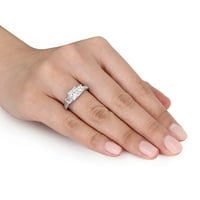 Miabella Ženska karat T.G.W. Kubični cirkonia zaručnički prsten od 3 kamena u srebra