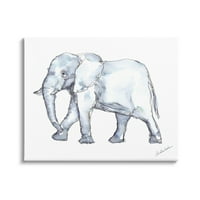 Stupell Industries Elephant hodajući casual akvarelni skica stil slikanja galerija omotana platna za tisak zidne