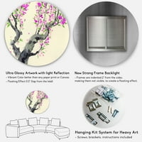 DesignArt 'Japansko stablo s ljubičastim cvjetovima na' Tradicionalno krug metalne zidne umjetnosti - disk od 11