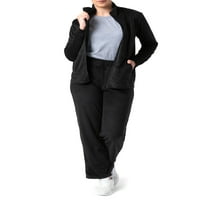 Atletic Works ženski aktivni velur zip-up staza jakna i hlače, dvodijelni set