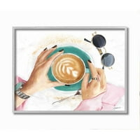 Stupell Industries Glam Latte Art Ženski modni pribor Kava uokviren zidni umjetnički dizajn Ziwei Li, 11 14