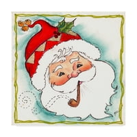Likovna umjetnost s potpisom Djed Mraz s lulom na platnu Beverleigh Johnston