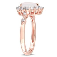 Miabella Women's 1- ct Opal stvorio bijeli safir i dijamantni naglasak 10kt ružičastih halo prstena