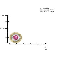 0. Carat T.G.W. Ružičasti topaz dragulj i bijeli dijamantni naglasak naušnice