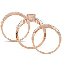 Donje vjenčani prsten Miabella s морганитом okrugli rez T. G. W. u karatima i dragulj T. W. u karatima od ružičastog