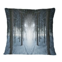Dizajnerska zimska šuma s tamnom šumom - jastuk s pejzažnim printom-18.18