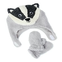 Wonder Nation Toddler Boys Badger Hat & Mitten Set