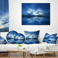 DesignArt plave vode i zalazak sunca plavog neba - Moderni jastuk za bacanje morskog pejzaža - 18x18