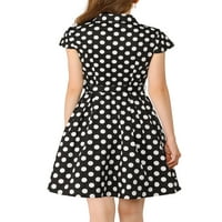 Jedinstvene ponude ženske polka točkice vintage retro kapice A-line haljina