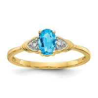 Primalno zlato karat žuto zlato plavi topaz i dijamantni prsten za rođenje