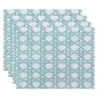 Jednostavno Daisy, Rattan Geometric Geometric Print Placemat, zeleno