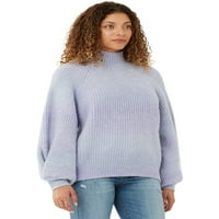 Ženski džemper od kornjače s voluminoznim dekolteom i rukavima od bluze