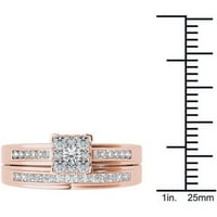 Carat T.W. Dijamantni 10KT ružičasti zlatni zaručnički prsten kvadratni oblik