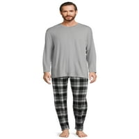 Pidžama Set dugih rukava s pamučnim flanelskim hlačama od 2 komada