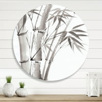 DesignArt 'Palm Bamboo Detalji na White III' tradicionalnoj metalnoj zidnoj umjetnosti kruga - disk od 23