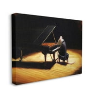 Stupell Industries Mišjeg glazbenika koji svira Grand Piano Stage Spotlight Slikati galerija zamotana platna za