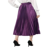 Jedinstvene ponude ženskog visokog struka, harmonika napletena metalik midi suknja a-line