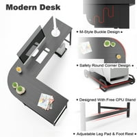Kutni stol u obliku slova u, stol za igranje računala, uredska radna stanica, moderna drvena kućna radna površina,