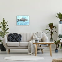 Stupell Industries Great White Shark Aqua Blue Ocean Water Splash Framed Wall Art, 16, Dizajn Ale Saiz Studio