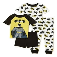 Pamučna majica kratkih rukava i Batmanove hlače za dječake, pripijeni set pidžame od 4 komada, veličine od 2 do