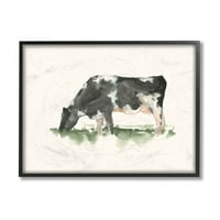 Stupell Industries koje ispašu krava u poljskoj farmi akvarel za životinje crni uokvireni umjetnički print zidna