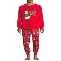 Pospani nites fleece navidad praznični odmor u skladu s obitelji božićna pidžama set muške odjeće za spavanje, 2-komad,