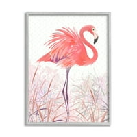 Stupell flamingo ptičje tropske trave uzorka životinje i insekti slikaju sivi uokvireni umjetnički print zidni umjetnost