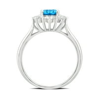 Ženski zaručnički prsten od BBC-a sa švicarskim plavim kubičnim cirkonijem i bijelim safirom od čistog srebra