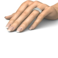 Komplet vjenčanih prstenova okruglog oblika od bijelog zlata s 1 karatnim dijamantom od 10 karata i dijamantom od