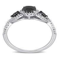 1- Karat T.W. Crno-bijeli dijamant 14KT bijelo zlato zaručnički prsten s tri kamena