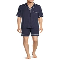 Muški pidžama Set od 2 komada s gornjim dijelom i kratkim hlačama na kopčanje sprijeda