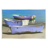 Čamci na obalnoj obalnoj plaži Slikanje prijevoza Nepreradno umjetničko print zid umjetnosti