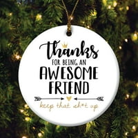 Hvala super prijatelju ukras božićnog drvca na porculanskom okruglom ukrasu