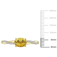 Carat T.G.W. Citrin i Carat T.W. Dijamant 14KT žuti zlato crossover zaručnički prsten