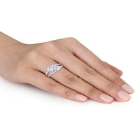 Miabella 3- Carat T.G.W. Kubični cirkoniju i dijamantski zaručnički prsten od srebra
