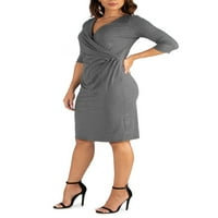 Udomna odjeća Ženska je drapirana u stilu dužine koljena v haljina od vrata