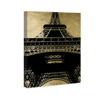 Wynwood Studio Arhitektura i zgrade zidna umjetnička platna ispisuje 'Eiffel Tower Gold Sky' Europske zgrade - crne,