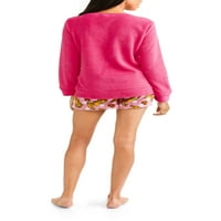 Garfield-ov ženski dvodijelni vrh i kratke hlače plišane aplikacije set pidžama
