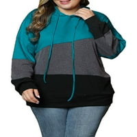 Ženske plus veličine u boji Blok kapuljače dukserice dugih rukava pulover tunike
