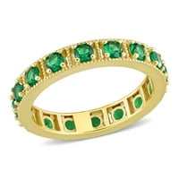 Ženski prsten vječnosti od srebra od srebra od 2k zelenog kubičnog cirkonija i žutog zlata s bljeskalicom
