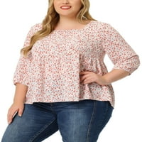 Jedinstvene ponude ženske plus veličine babydoll bluza bluza cvjetni vrhovi peplum