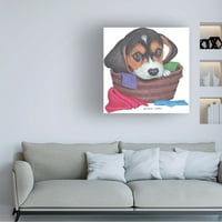 Dannie Gordon Art trobojni Beagle u košari ulje na platnu
