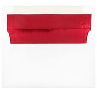 Omotnice za pozivnice obložene folijom, 1/2, bijele s crvenom folijom, pakiranje od 50 komada