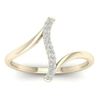 1 6CT TDW Diamond 10k Curve Yellow Gold Bypass Modni prsten